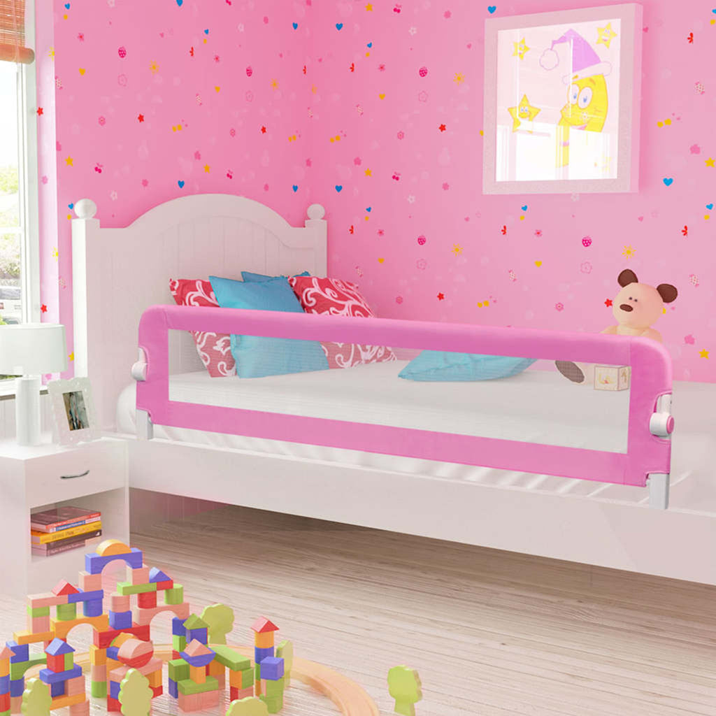 Toddler Safety Bed Rail Polyester Pink 180 x 40.5 x 42 cm Child Bed Guard 5x42cm